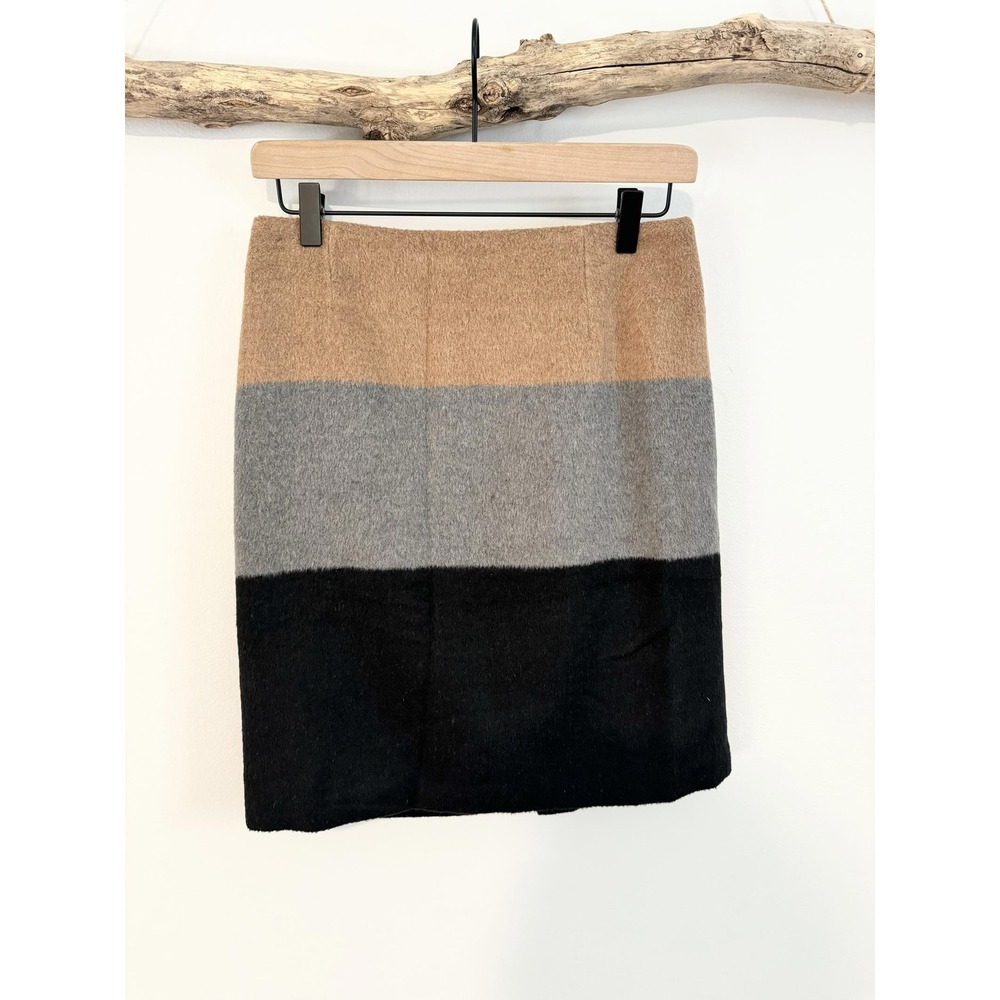 Amanda Chelsea Colorblock Wool Blend Pencil Skirt Camel Grey Black Size S